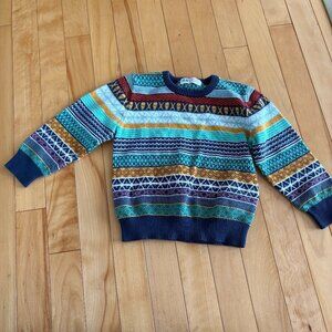 H&M Kids Pattern Crewneck Sweater Blue Green Size 2-4T